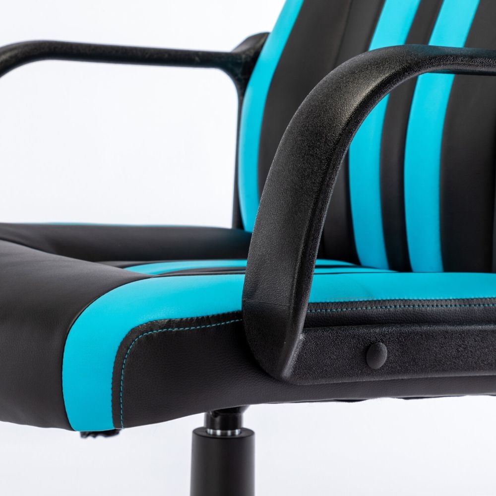 Кресло компьютерное BRABIX Stripe GM-202 экокожа Черный-голубой