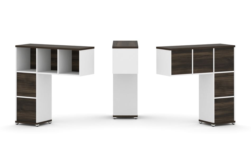 Надставка на стол низкая односторонняя + задняя стенка (5шт.) + блок с 2-мя ящиками (2шт.) CONCEPT CN.ONN-003 Дуб Мали Белый бриллиант Белый металл