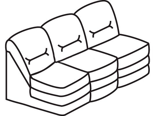 Секция трехместная без подлокотников Вавилон 3А Миртовая (кожа)