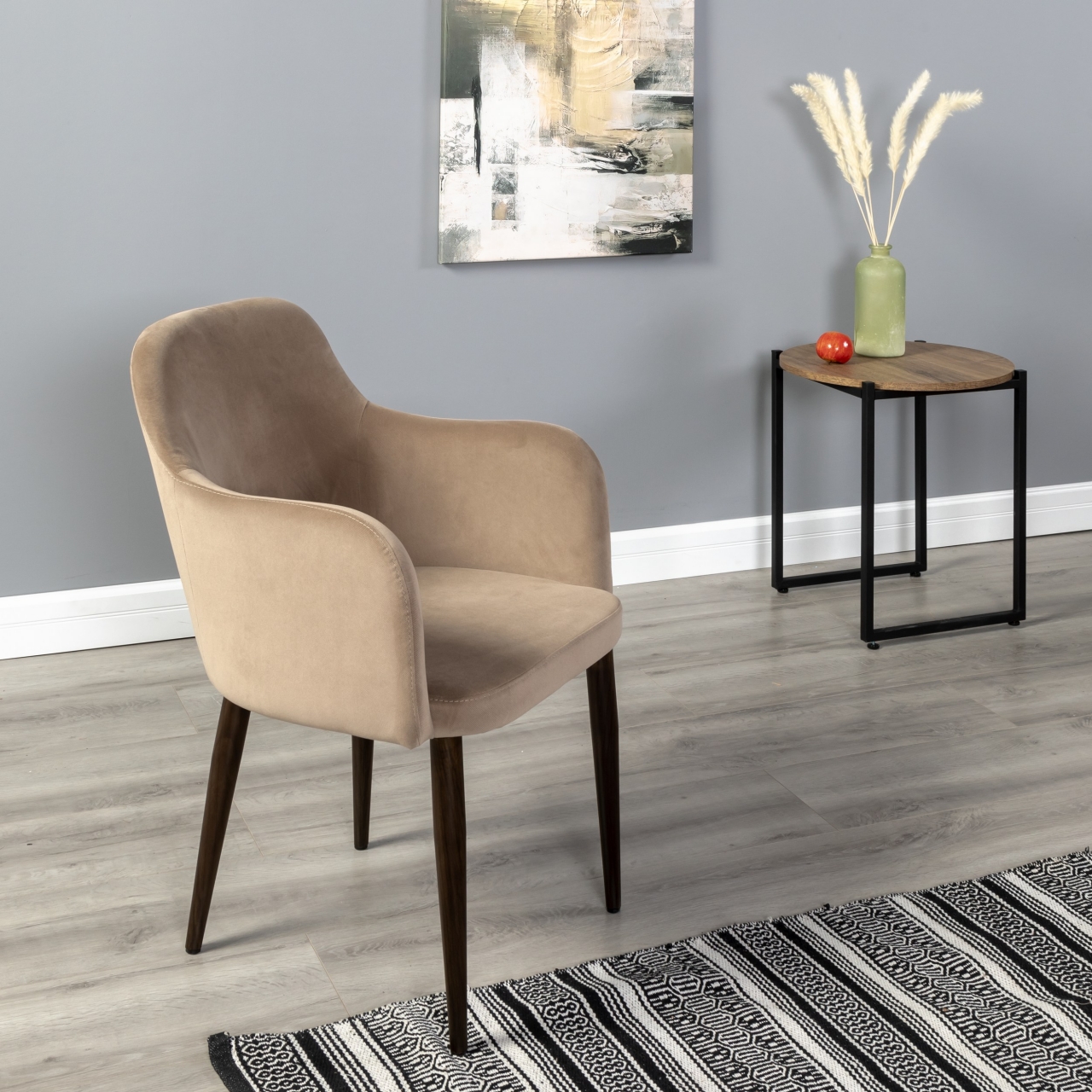 Кресло Ledger К Diag beige/т. орех