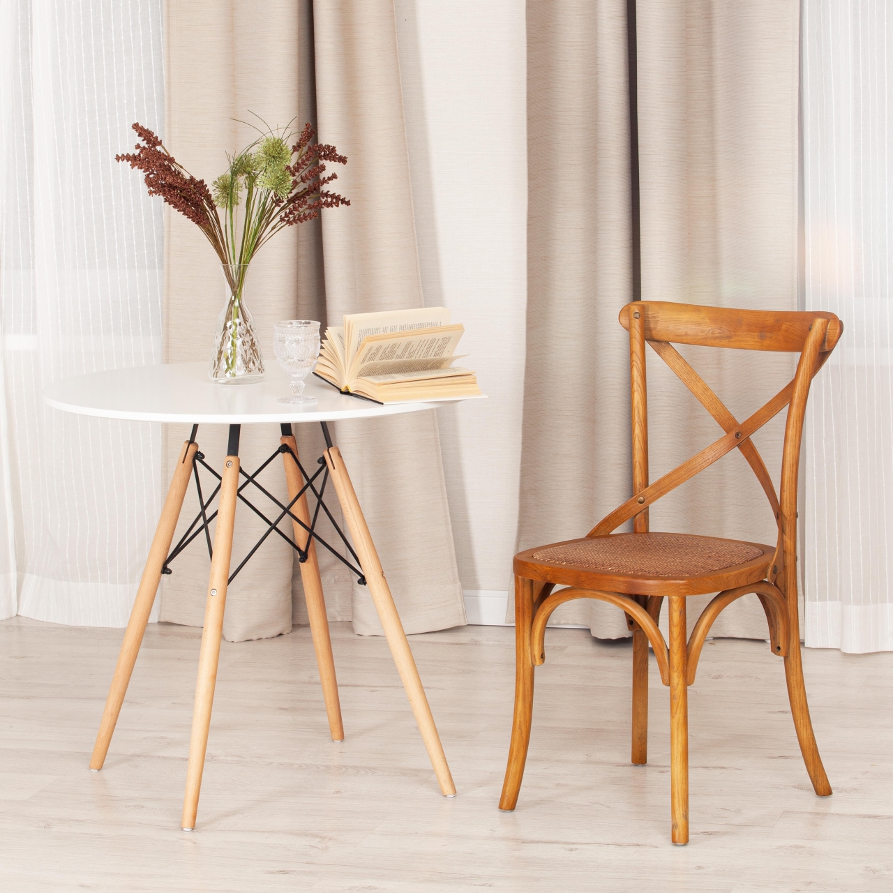 Стул CROSS (mod.CB2001) дерево береза, 49.5*53.5*87, Груша (№3)