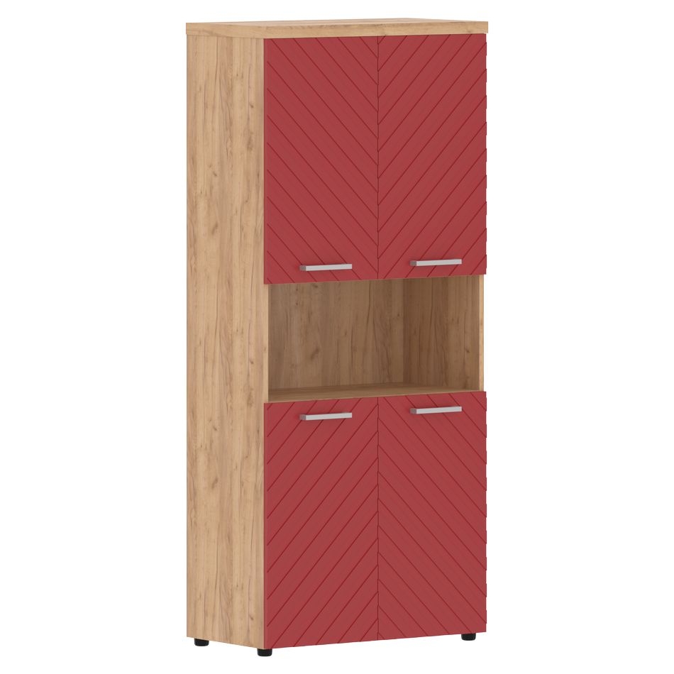 Шкаф с 2-мя комплектами глухих малых дверей и топом Torr LUX TLHC 85.4 Дуб Бофорд Красный