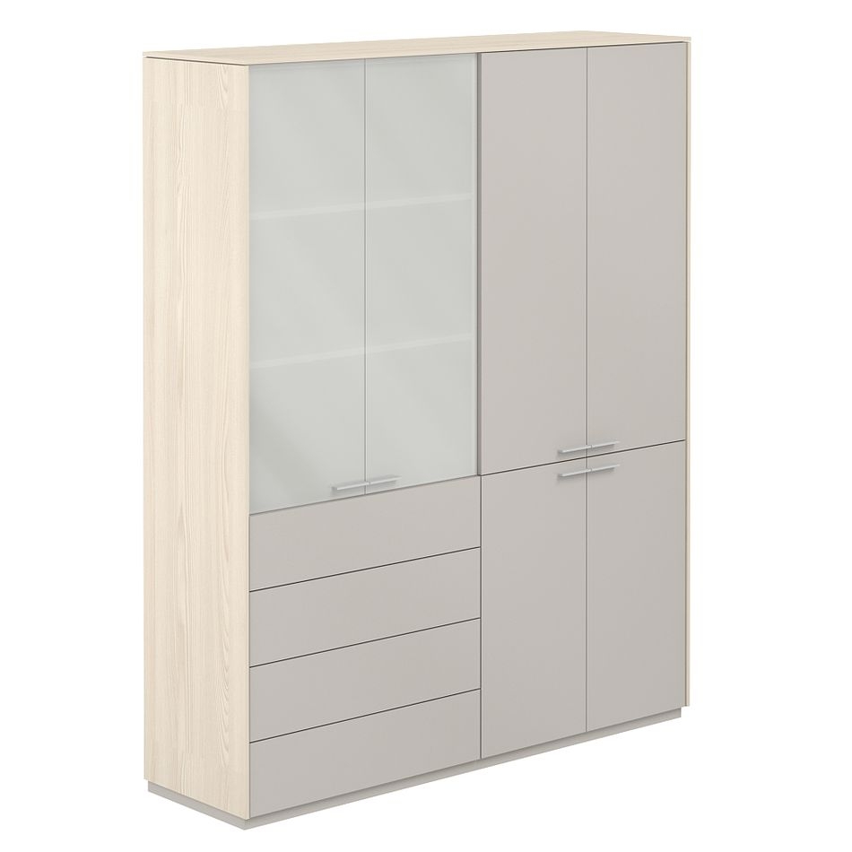 Шкаф высокий двойной Atlas NZ-0321+NZ-0332.YN.GS Ясень Наварра Серый камень