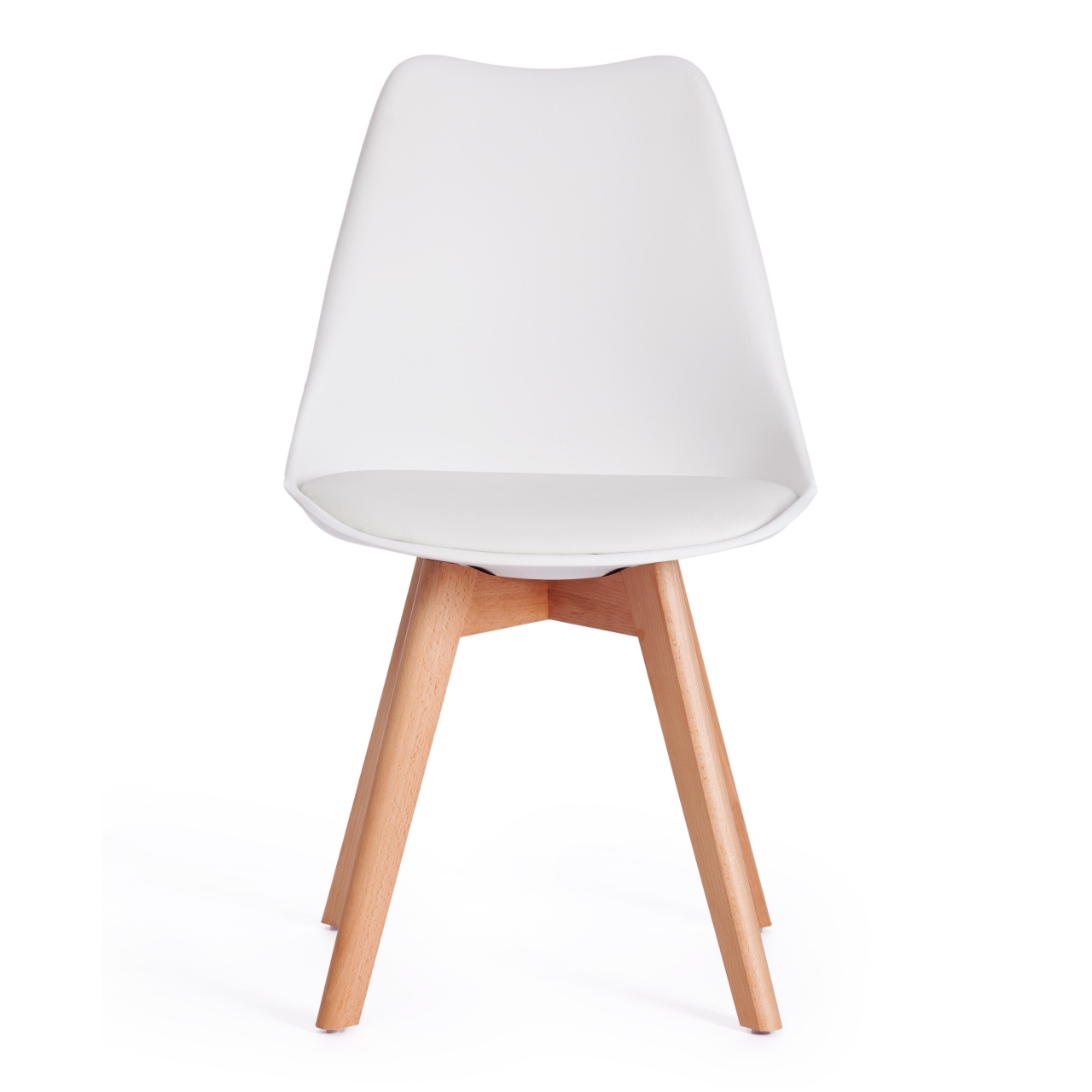 Стул TULIP (mod. 73) дерево/пластик/ПУ, 48.5*52.5*83cм, белый