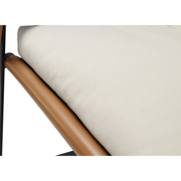 Кожаное кресло ERK-LC03-GY, коричневое, белое