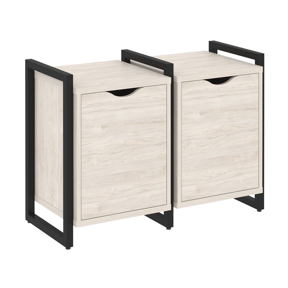 Тумба на регулируемых опорах наборная. Вариант №2 LOFT VR.L-TN-2.O Металл черный Денвер светлый