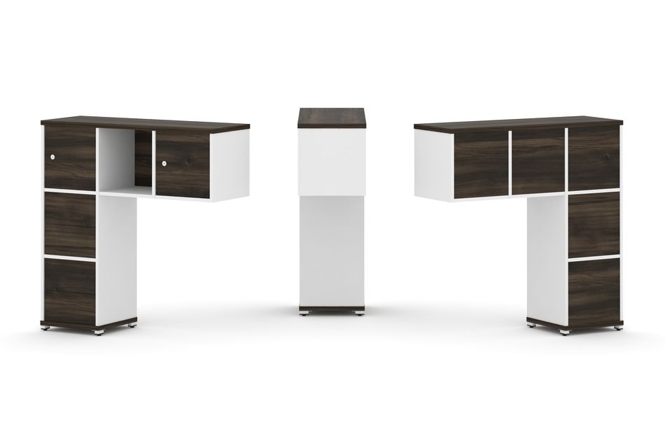 Надставка на стол низкая односторонняя + задняя стенка (5шт.) + блок с 2-мя ящиками (2шт.) + распашной фасад (2 шт.) CONCEPT CN.ONN-004 Дуб Малия Белый бриллиант Белый металл