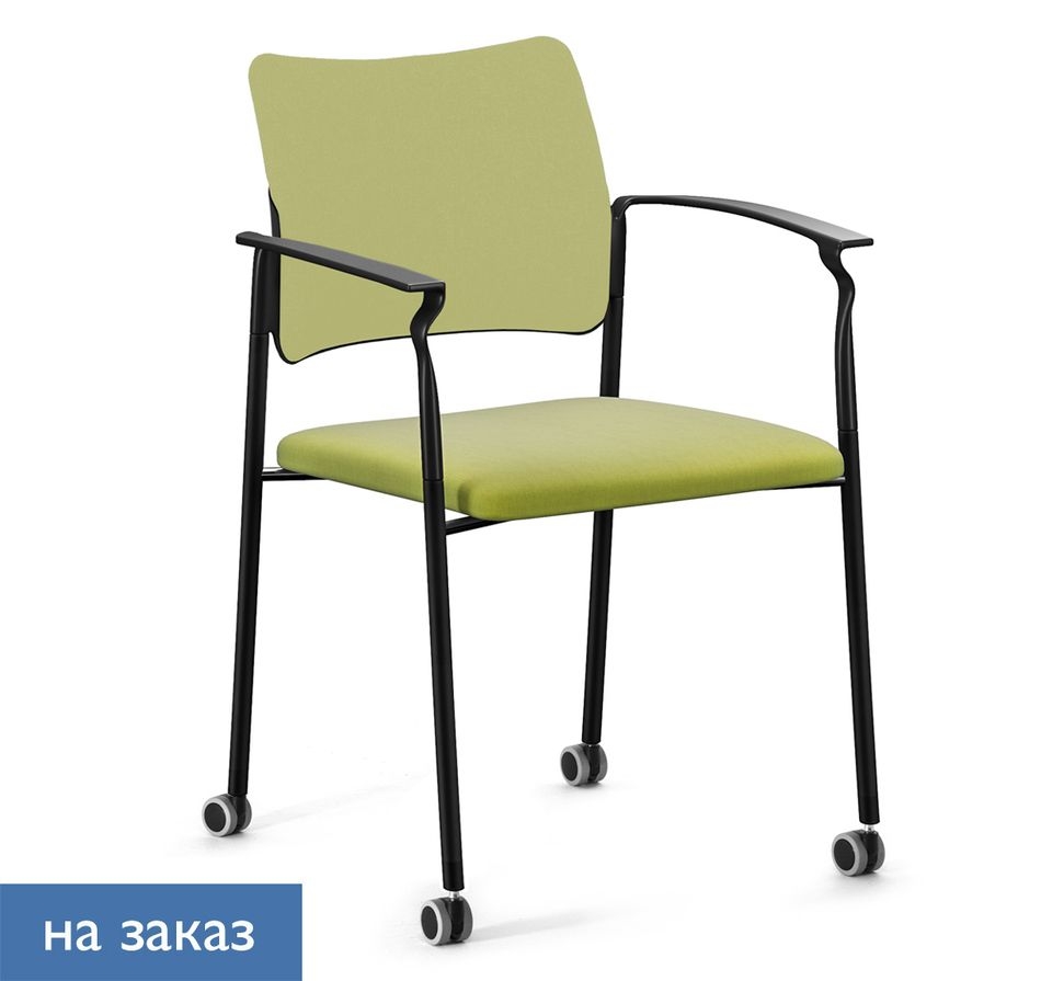 Кресло на колесах, обитое, с подлокотниками PINKO UPH cast black Kiton 08 Arms Зеленый Черный