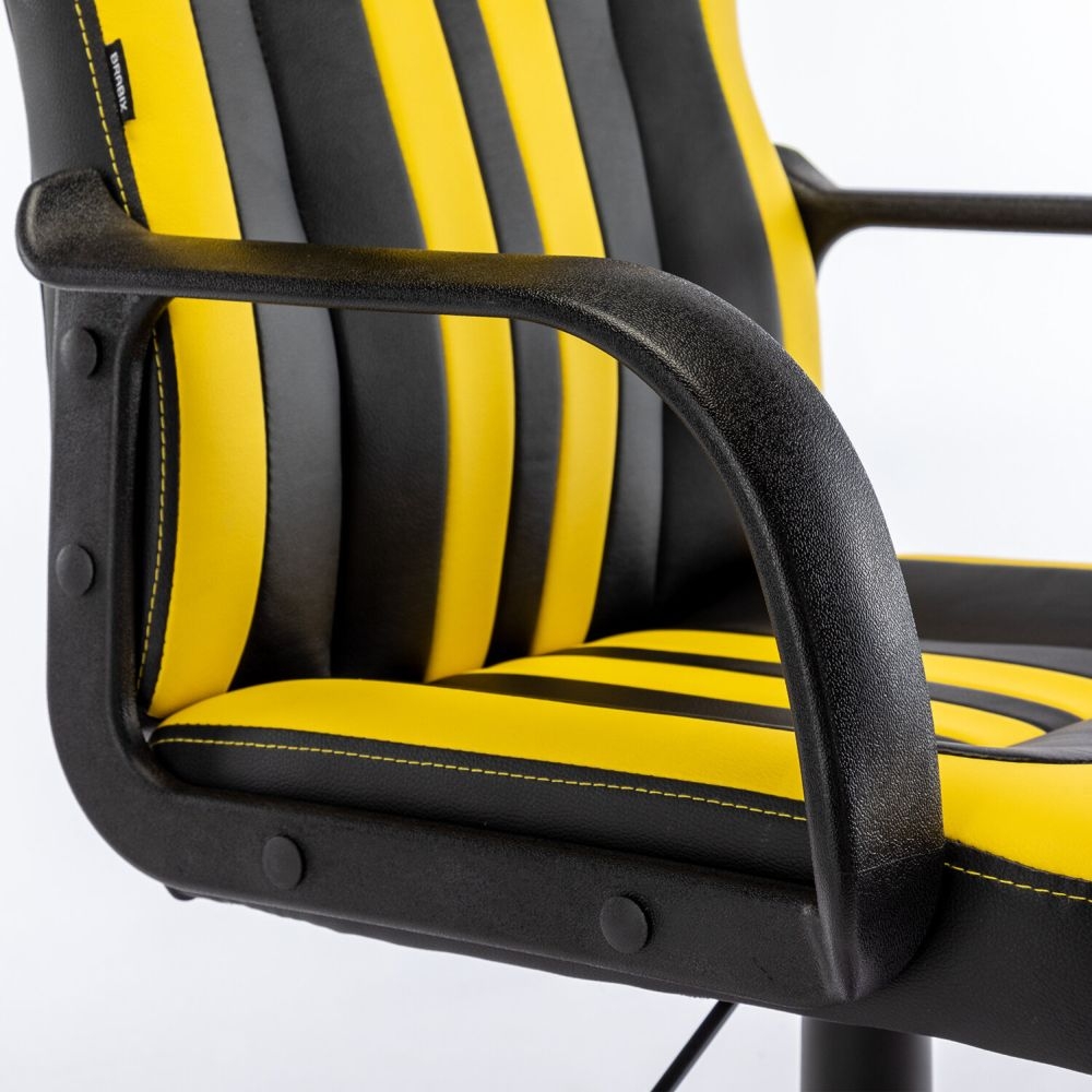 Кресло компьютерное БРАБИКС Стрипе ГМ-202 экокожа Черный-желтый / BRABIX Stripe GM-202