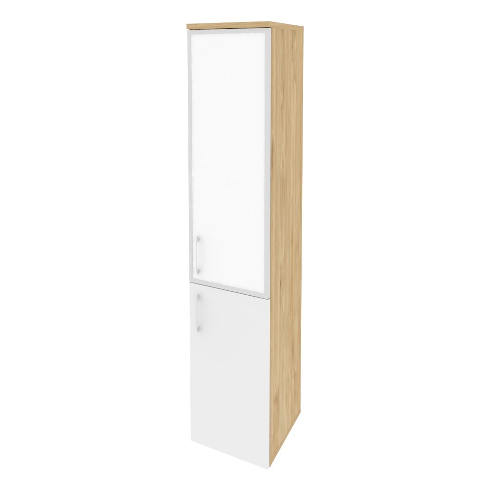 Шкаф высокий узкий правый ONIX O.SU-1.2R(R) white Тиквуд Светлый/Белый