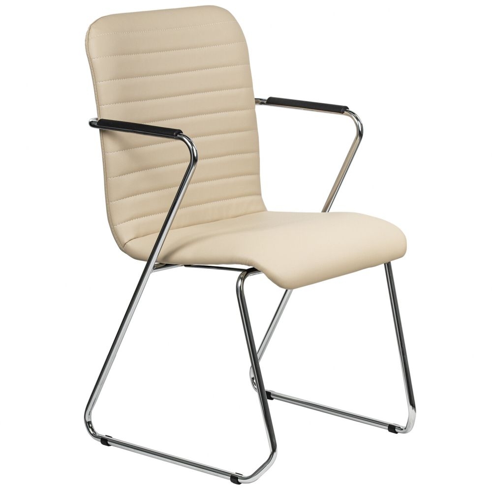 Кресло для приемных и переговорных BRABIX Visit CF-101 экокожа Бежевый