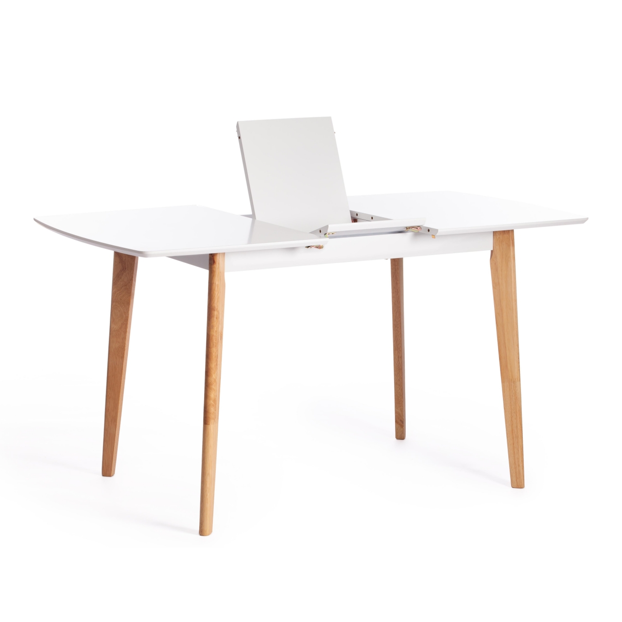 Стол обеденный раскладной Claire дерево гевея, МДФ, 110+30 x 75 x 75см, White (Белый) / Natural (натуральный)