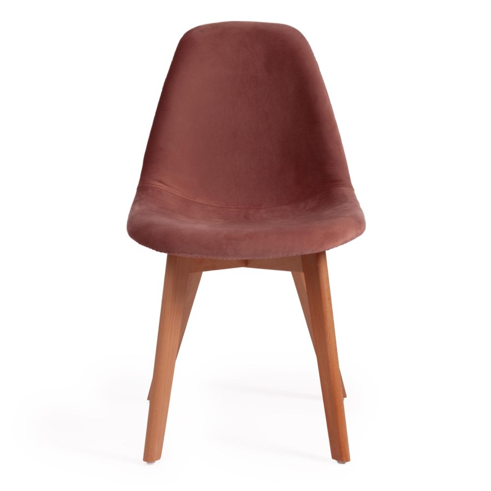 Стул CINDY SOFT (mod. C1021F1) / 1 шт. в упаковке вельвет/дерево бук, 53 х 45 х 81 см , коралловый (HLR 44)/натуральный