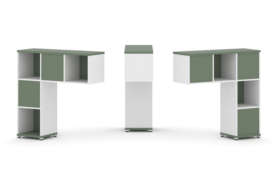 Надставка на стол низкая двухсторонняя + задняя стенка (5 шт.) CONCEPT CN.DNN-001 Кобо Белый бриллиант Белый металл