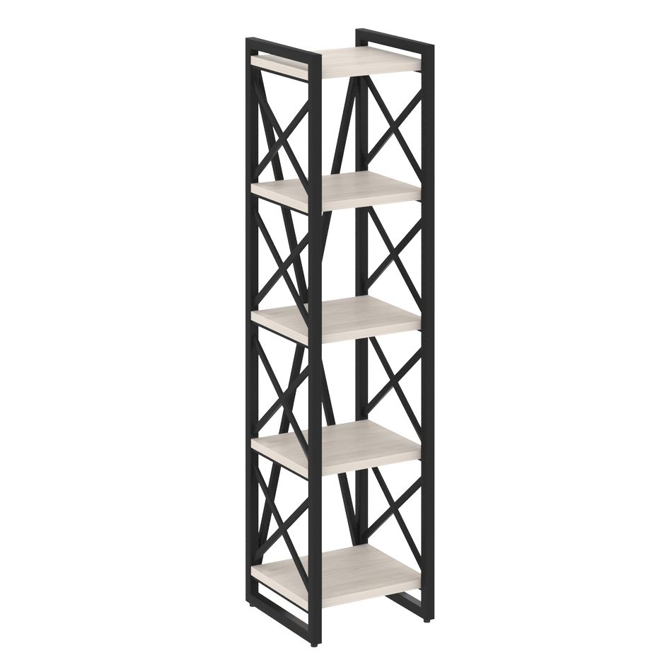 Стеллаж на регулируемых опорах - 5 полок LOFT VR.L-MST.O-5.4 Металл черный Денвер светлый