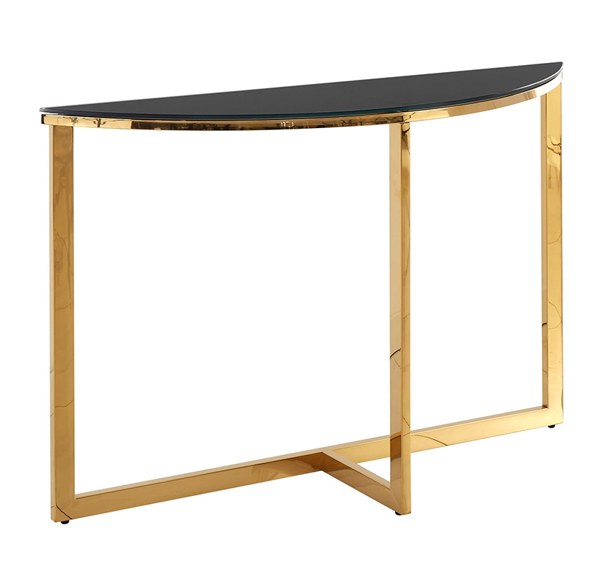 Консоль полукруглая АЛЬБА 115x30 Золото (стекло черное)