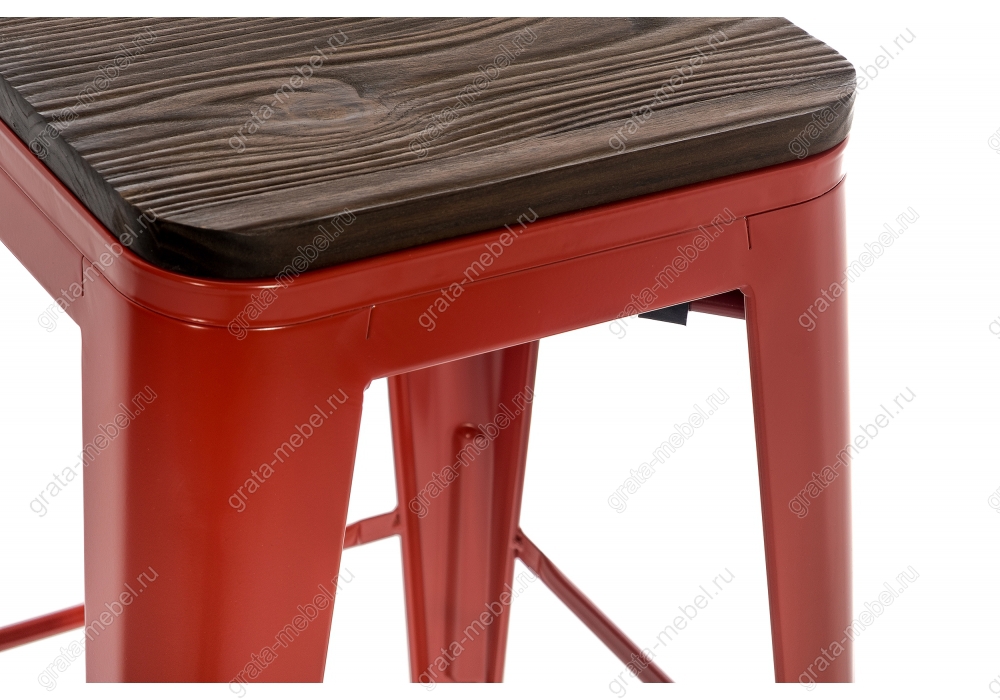 Барный стул Tolix Bar wood CColl T-2103B-26 red / brown walnut