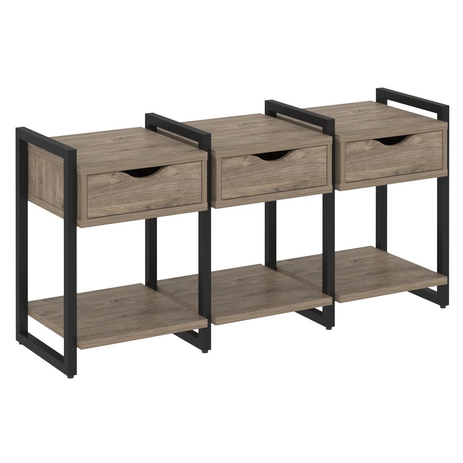 Тумба на регулируемых опорах наборная. Вариант №4 LOFT VR.L-TN-4.O Металл черный Тиквуд темный