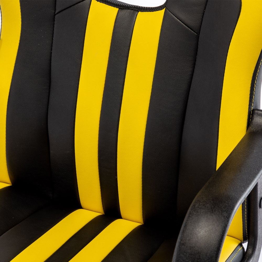 Кресло компьютерное БРАБИКС Стрипе ГМ-202 экокожа Черный-желтый / BRABIX Stripe GM-202