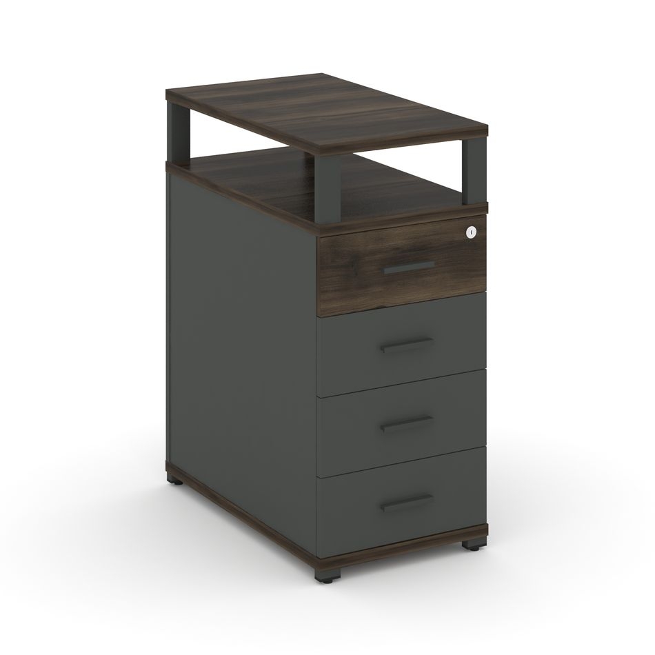 Тумба приставная с 4-мя ящиками и надставкой CONCEPT CN.TGO-003 B/W Дуб Мали Антрацит