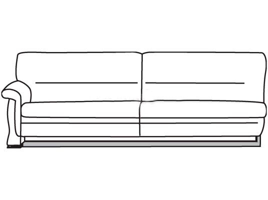 Секция трехместная с правым подлокотником Мальта хром 3В Белая (кожа)