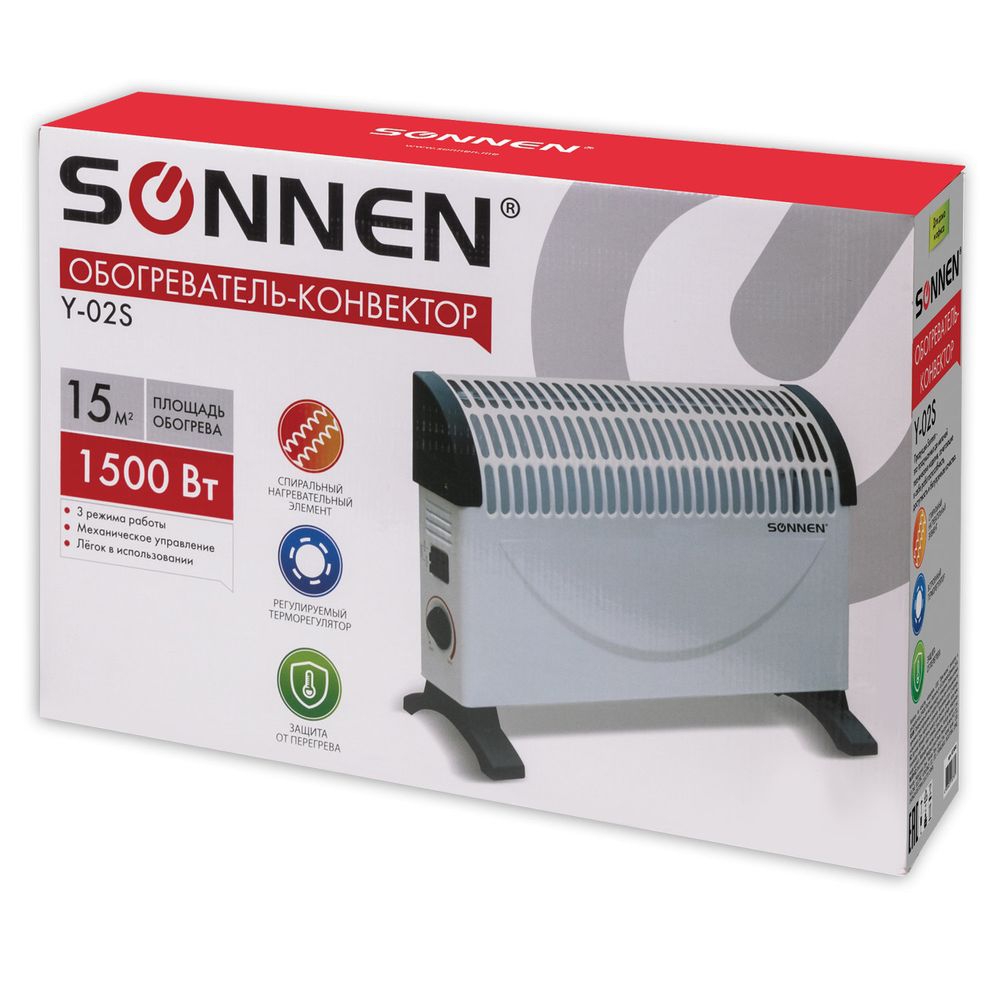 Обогреватель-конвектор SONNEN Y-02S 1500 Вт Белый-черный