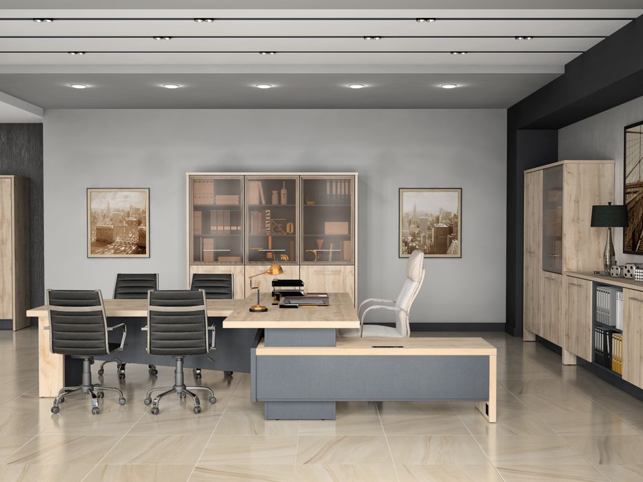 Комплект мебели для кабинета руководителя Торстон 04 Дуб Вотан Антрацит