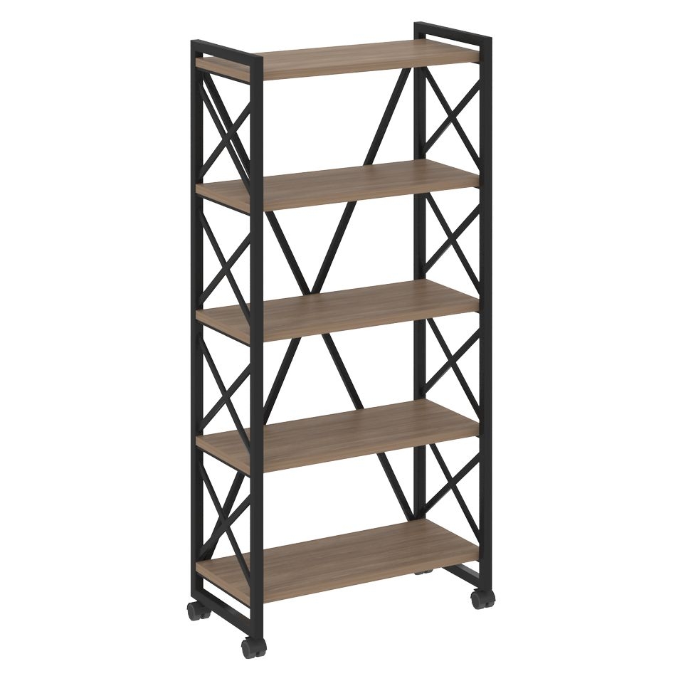 Стеллаж на колесных опорах - 5 полок LOFT VR.L-MST.K-5.8 Металл черный Дуб Аризона
