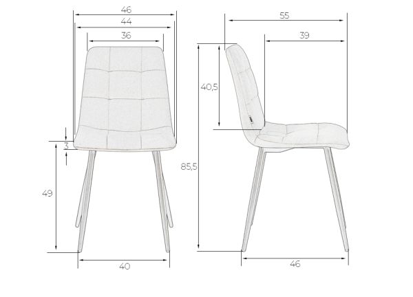 Стул обеденный DOBRIN CHILLY (Черный Holland 75, основание черное) 4 шт