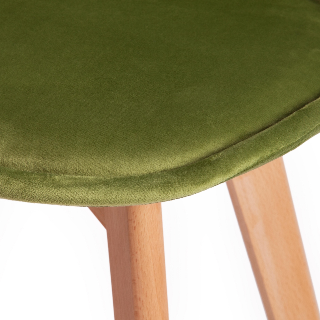 Стул TULIP SOFT (mod. 74) вельвет/дерево , 54 х 47 х 83 см , зеленый (HLR 54)/натуральный