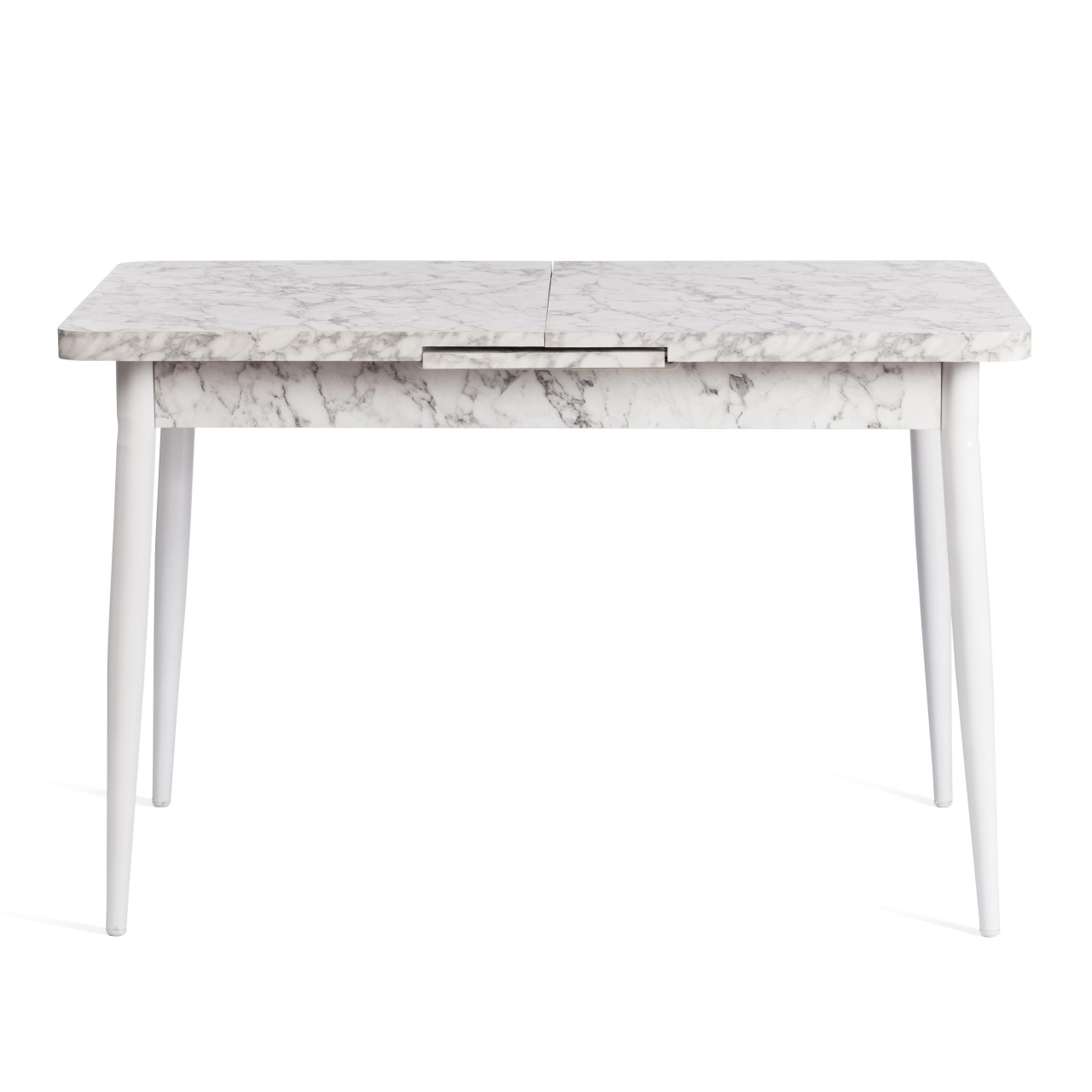 Стол обеденный ALTA (mod. 1183) ЛДСП+меламин/металл, 120+30 х 70 х 75 см, белый мрамор/белый