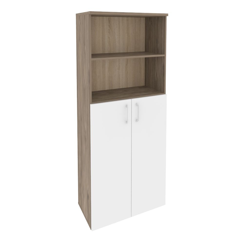 Шкаф высокий широкий (2 средних фасада ЛДСП) ONIX O.ST-1.6 Тиквуд Темный/Белый