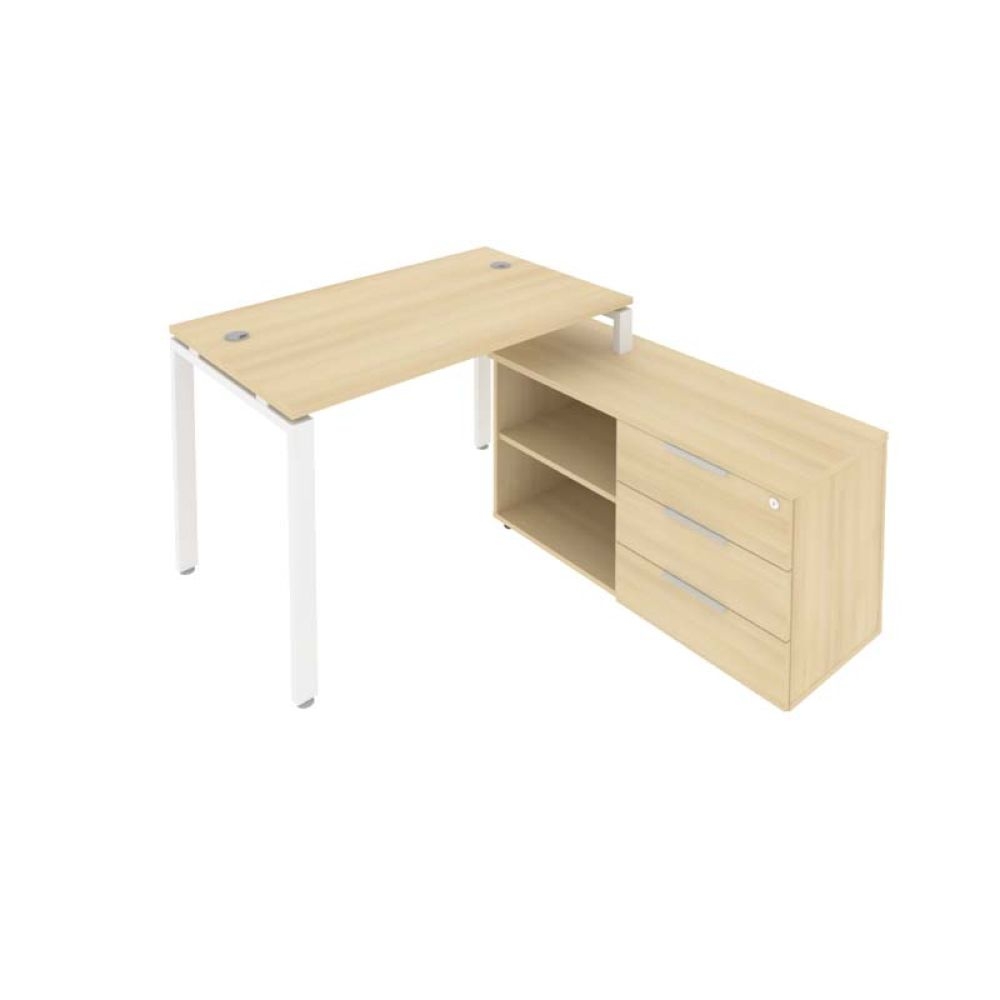 Рабочая станция на П-образном м/к с опорной тумбой правая Metal System БП.РС-СТС-2.2 Пр Акация/Белый