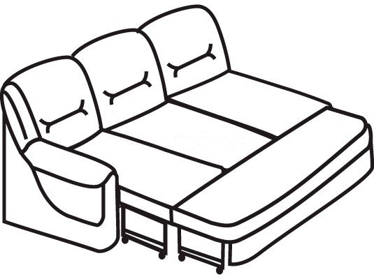 Секция трехместная раскладная с правым подлокотником Вавилон 3ВР Красно-коричневая (кожа)