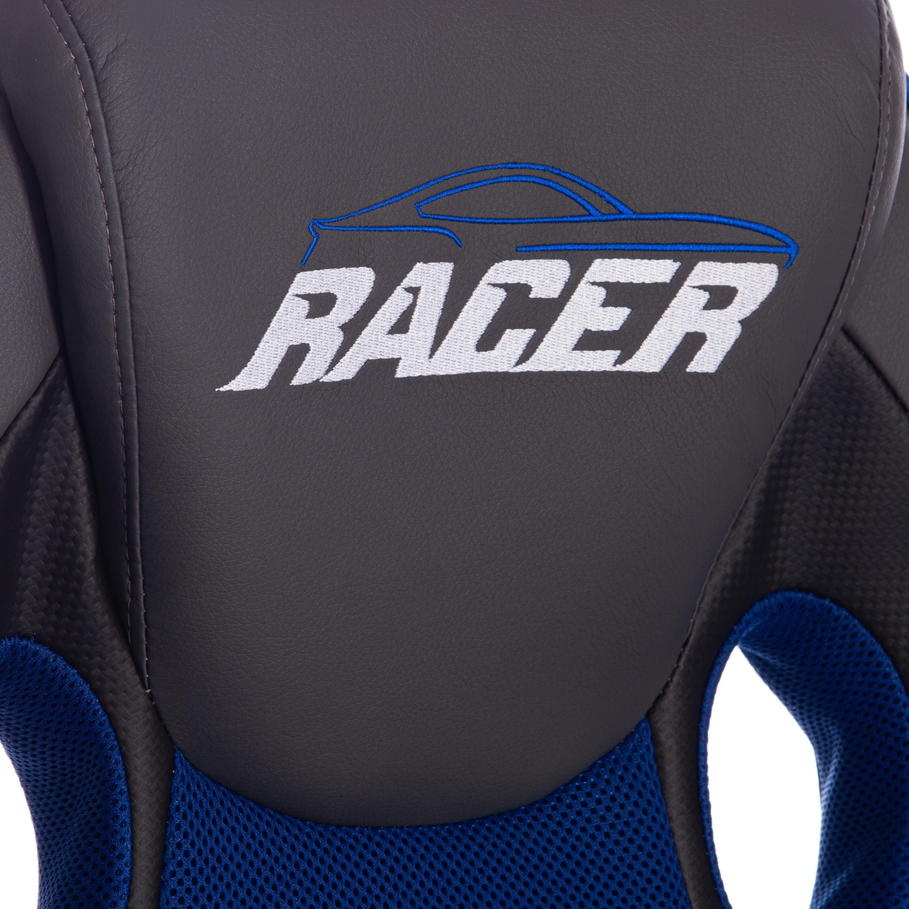 Кресло RACER кож/зам/ткань, металлик/синий, 36/10