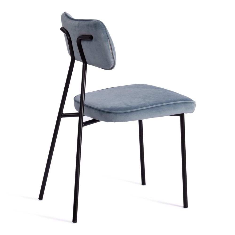 Стул SILVIA (mod. 0139124) / 1 шт. в упаковке металл/вельвет, 46,5х59х82,5 см, голубой S108 (SILVER BLUE 74)/черный