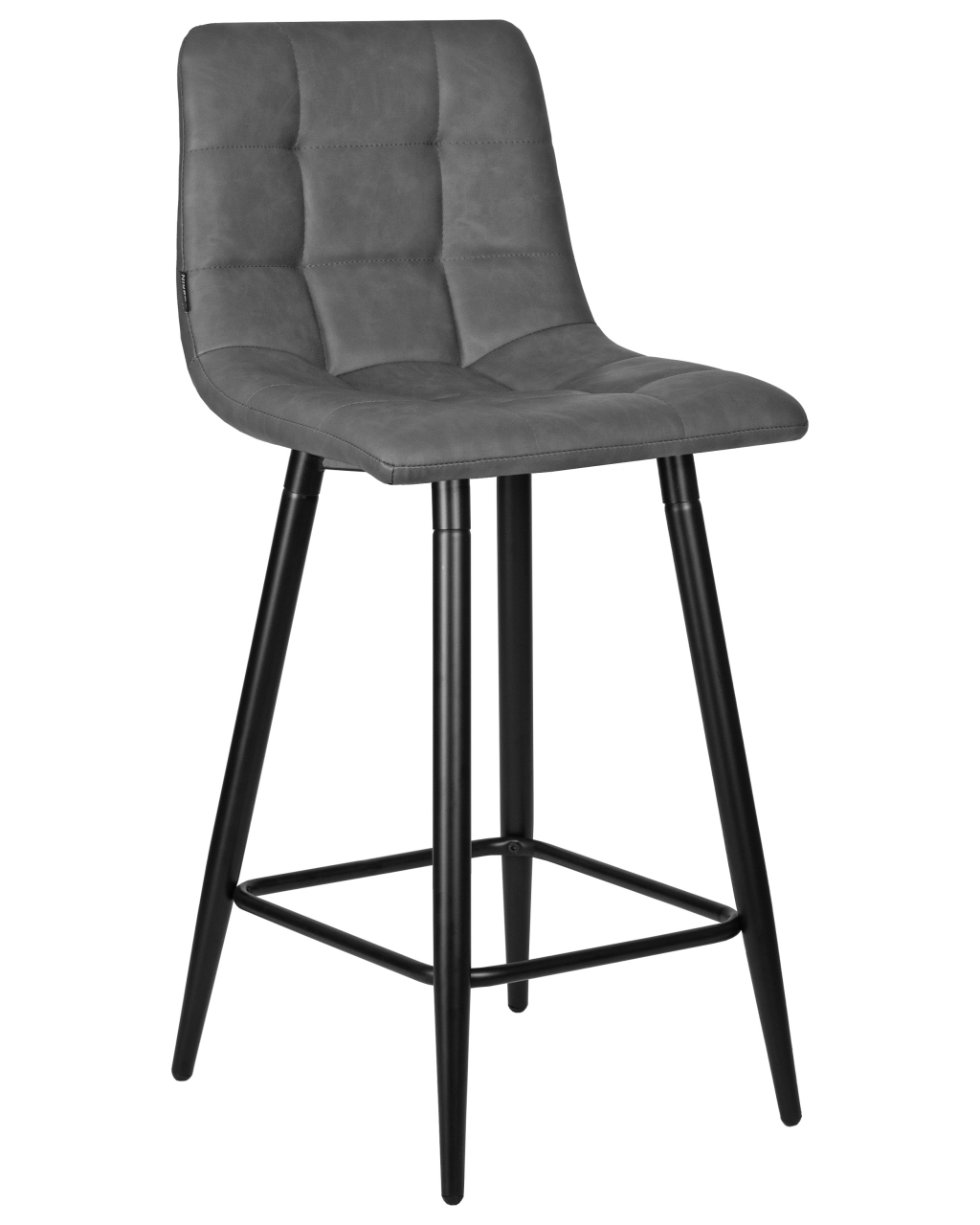 Стул полубарный DOBRIN OLIVIA (черные матовые ножки, серая антрацитовая винтажная экокожа (RU-08))