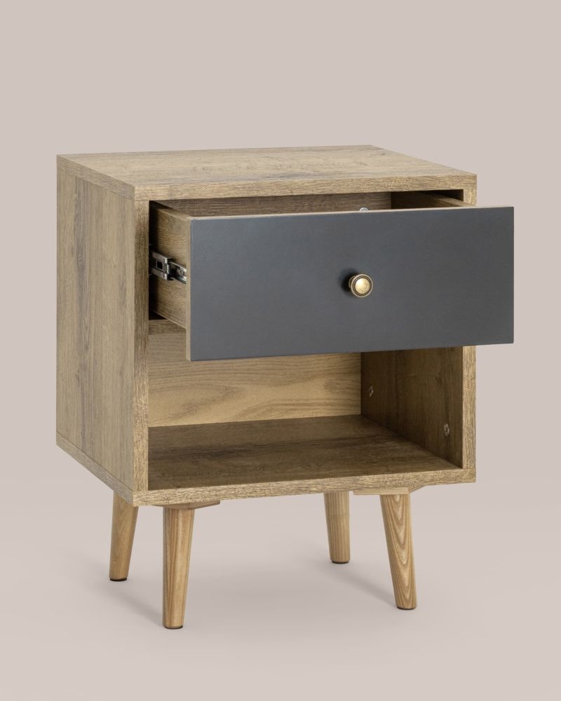 Тумбочка с открытой полкой Berber (ножки массив дерева) 33 принт