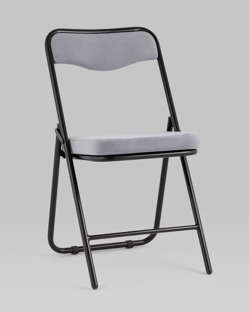 Складной стул Джонни велюр серый каркас черный матовый