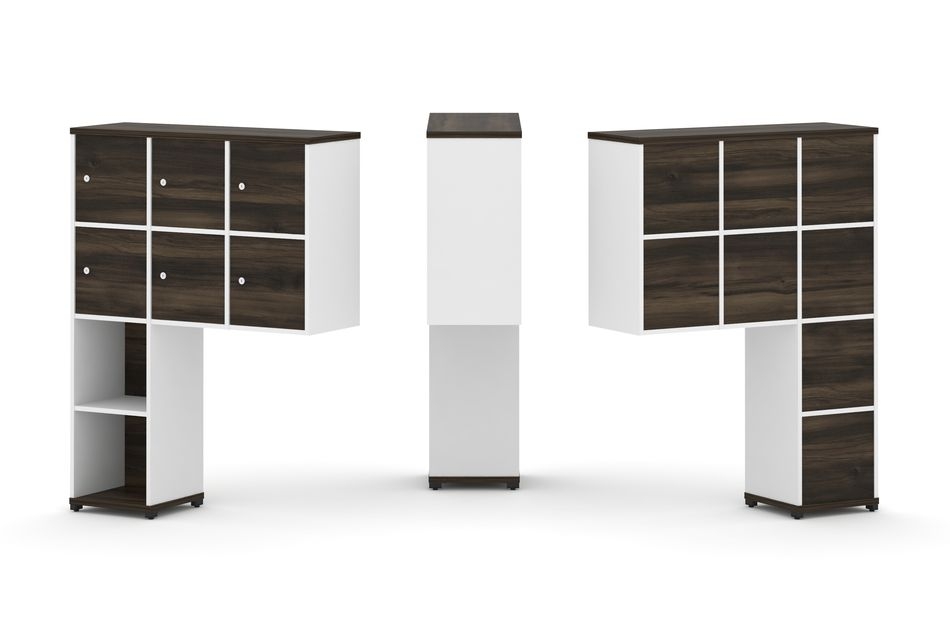 Надставка на стол высокая односторонняя + задняя стенка (8 шт.) + распашной фасад (6 шт.) CONCEPT CN.ONV-008 Дуб Мали Белый бриллиант Черный металл