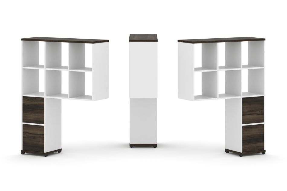 Надставка на стол высокая двухсторонняя + задняя стенка (2 шт.) + блок с 2-мя ящиками (2 шт.) CONCEPT CN.DNV-008 Дуб Мали Белый бриллиант Черный металл