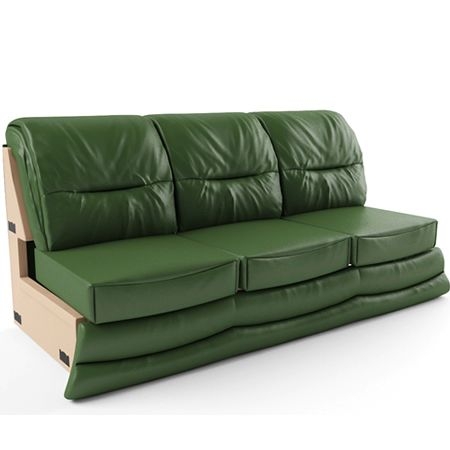 Секция трехместная без подлокотников Вавилон 3А Миртовая (кожа)