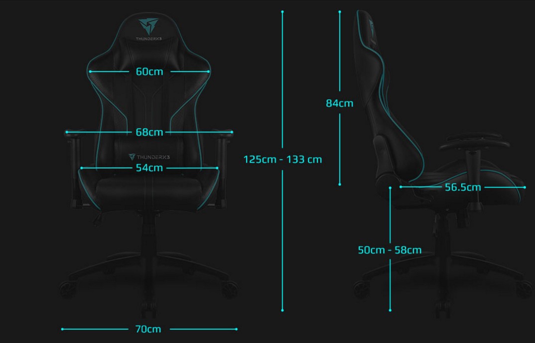 Геймерское кресло ThunderX3 RC3-BC AIR HEX Black Cyan