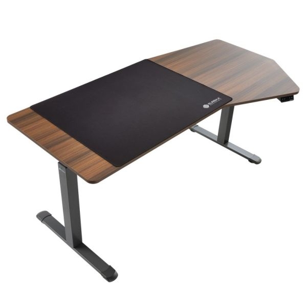 Стол компьютерный с электроприводом Eureka ERK-EDI-HTG-SW (Heptagon), орех