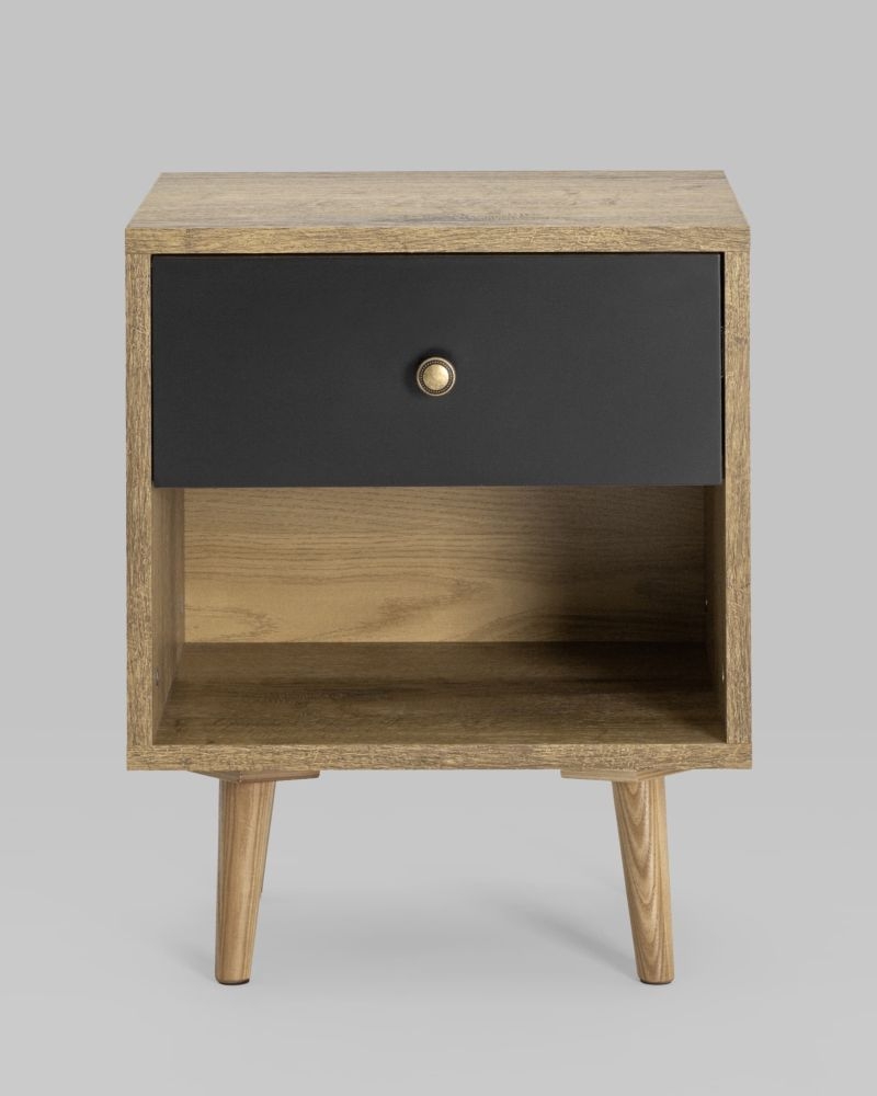 Тумбочка с открытой полкой Berber (ножки массив дерева) 33 принт