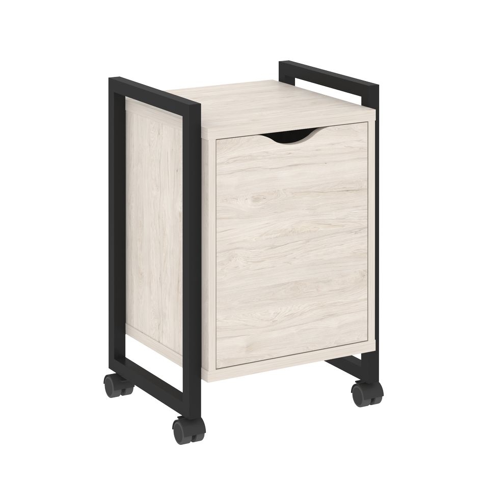 Тумба на колесных опорах с распашным фасадом LOFT VR.L-T2.K Металл черный Денвер светлый