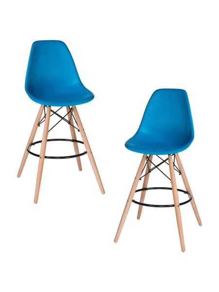 Стул барный DOBRIN DSW BAR (ножки светлый бук, цвет сиденья голубой (BE-02)) 2 шт