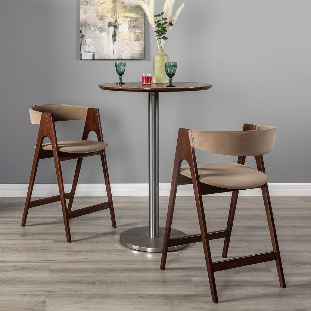 Кресло полубарное Kaede Beige/Темный орех