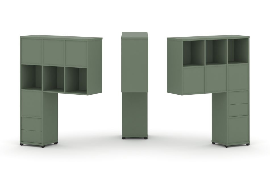 Надставка на стол высокая двухсторонняя + задняя стенка (8 шт.) + блок с 2-мя ящиками (2 шт.) CONCEPT CN.DNV-006 Кобо Черный металл