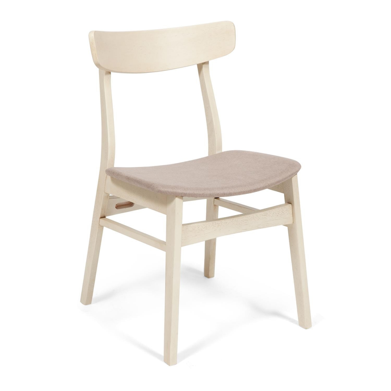 Стул CT 8804 Rabat с мягким сиденьем дерево гевея, 52,5*46,5*78см, античный белый, ткань бежевая (FG22616-16)